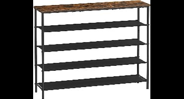 Hoppa! Schoenenrek | 5-laags | Rustiek Bruin & Zwart | 20-24 paar | Industrieel | 30 x 120 x 91 cm (D x B x H)
