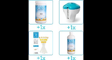 Zwembad Onderhoudsset - Startersset bevat Chloor - Chloordrijver - Testrips en Algen - Zwembad Onderhoud Starterspakket - Chloortabletten - Ideaal voor grotere Zwembaden - Voor zwembaden met meer dan 25.000 liter (4-delig)