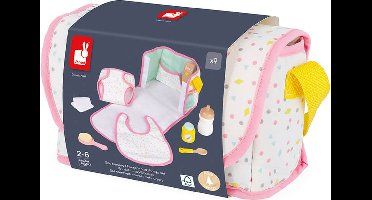 Janod - Poppen Verschoningstas - Om Voor Je Baby Te Zorgen (Babypop Niet Inbegrepen) - Inclusief 8 Accessoires - Geschikt Vanaf 3 Jaar