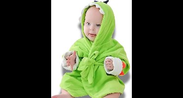 BoefieBoef Dinosaurus Bamboe Kinder Badjas 2-4 jaar (105 cm lang max) – Luxe, Superzacht & Hypoallergeen – Eco Kleuterbadjas met Dieren Capuchon – Absorberende Peuter Handdoek Jongen & Meisje – Cadeau Zwemles, Carnaval & Verjaardag Groen