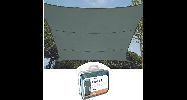 Perel Schaduwdoek, waterafstotend, 3.6 x 3.6 m, 160 g/m², polyester, vierkant, groengrijs