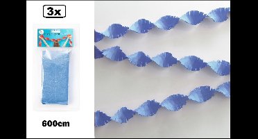 3x Crepe guirlande licht blauw 600cm - verjaardag vlaglijn festival thema feest baby blauw party