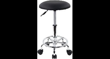 Bureaukruk met wieltjes, barkruk, in hoogte verstelbaar, 49-64 cm, kunstleer, zwart