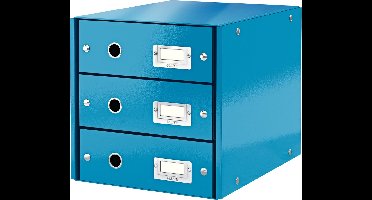 Leitz Wow Click & Store Ladekast Met 3 Laden - 81% Gerecycled Karton - Voor A4 Formaten - Ruimtebesparende Opberger - Blauw