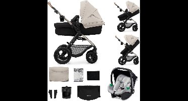 Kinderkraft MOOV 2 AIR 3-in-1 Kinderwagen – Grote Opblaasbare Wielen – Travel System met MINK PRO i-Size Autostoeltje – Grijs