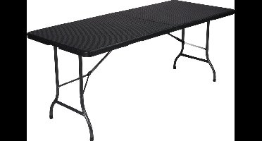 Perel Klaptafel, inklapbaar, weerbestendig, handgreep, rotanlook, maximaal 100 kg, zwart