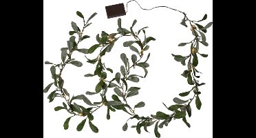 Star Trading LED-bladerenslinger, maretak, decoratieve lichtketting op batterijen, maretak, timer, groen, L 180 cm