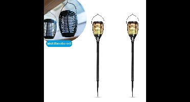 FlinQ Torch - Solar Tuinfakkels - Tuinverlichting op zonne-energie - Solar tuinverlichting - Tuinlantaarns - Padverlichting - 2-pack - Zwart