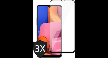 Screenprotector geschikt voor Samsung A20s - 3x FullGuard Glas Screen Protector