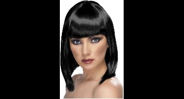 Smiffy's Bobline pruik - zwart haar - dames - verkleden - carnaval - pruiken - met pony
