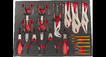 17 Delige Tangen en Doorslagenset in Carbon Foam inlay voor Gereedschapswagen