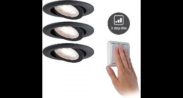 PAULMANN SET VAN 3 INBOUWSPOTS MAT ZWART