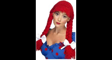Rode poppenhoofd pruik - Carnaval Kostuum Pruik