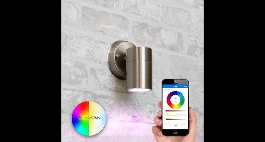 Aluminium wandlamp voor buiten met slimme Milight GU10 spot - Rond