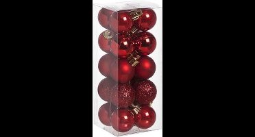 Cosy @ Home Kerstballen - Rood - Kunststof - Ø3cm ( Set van 20 )