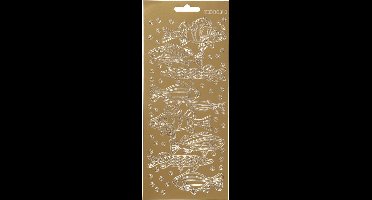 Creotime foliestickers Vissen 9 stuks / goud
