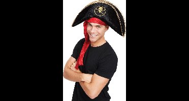 Rubies Carnaval verkleed hoed voor een Piraat - zwart - polyester - heren/dames