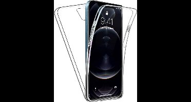 Hoesje geschikt voor iPhone 12 Pro Max - 360 Graden Case 2 in 1 Hoes Transparant + Ingebouwde Siliconen TPU Cover Screenprotector
