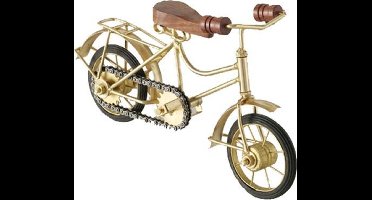 Mooi gedetailleerde antieke  goudkleurige fiets van metaal en hout model 2