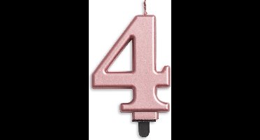 Wefiesta Verjaardagskaars Cijfer 4 Wax 7,8 Cm Roségoud