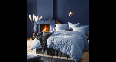 De Witte Lietaer Dekbedovertrek Katoen Flanel Alvaro - Hotelmaat - 260 x 240 cm - Blauw
