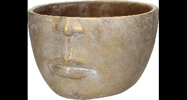 Wants&Needs Bloempot Face Beton Goud 28.5 X 28.5 X 18
