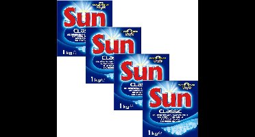 Sun vaatwaszout 4 x 1kg | vaatwasserzout | korrels | voorkomt kalkafzetting | 4 losse pakken