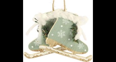 Decostar Kersthanger Jarek 10 X 8 Cm Hout Groen/wit