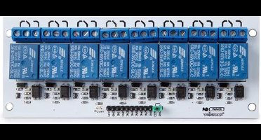 Whadda 8-kanaals relaismodule, directe microcontroller-aansturing, optogeïsoleerde ingangen