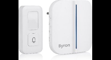 Byron DBY-23422 Draadloze deurbel - Ontvanger met stekker - Deurbeldrukker heeft geen batterijen nodig - Waterdicht - Wit - 100m Bereik - 80 dB - 32 Melodieën