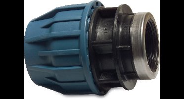 Jason Aansluitstuk PP 110 mm x 3" knel x binnendraad 12.5bar zwart/blauw DVGW/KIWA/WRAS/SVGW