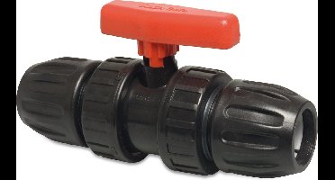 Mega Kogelkraan PP 63 mm knel 10bar DN50 zwart type Safe 500