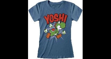 Nintendo Super Mario - Yoshi  Fitted T-Shirt Marine Blauw