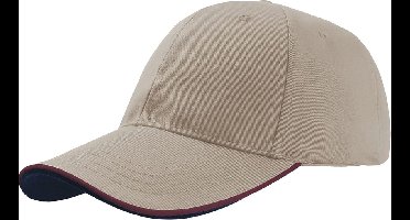 Atlantis Zoom Piping Sandwich Sport 6 Paneel Contrast Baseball Cap (Khaki)