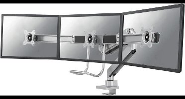 Neomounts NM-D775DX3SILVER Crossbar monitorarm 3 schermen - 17-27" - 1-6 kg/scherm - gasveer - 180°-stop - Topfix - zilver