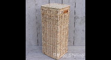Migo Styling - Wasmand - Hoog - Smal - Met deksel - 31x31xH70 - Riet - Rotan - Naturel