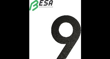 Huisnummer Fuji 80mm ZWART nummer = 9 inclusief dubbelzijdige tape