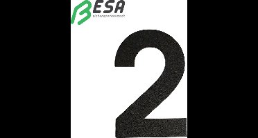 Huisnummer Fuji 50mm ZWART nummer = 2 inclusief dubbelzijdige tape