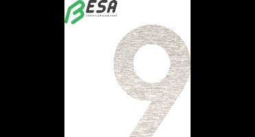 Huisnummer Fuji 50mm INOX nummer = 9 inclusief dubbelzijdige tape