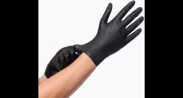 Handschoen nitril en poedervrij ZWART  100 stuks Small