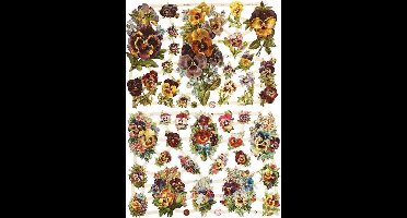 Vintage Plaatjes - Violen - Poëzie Album Plaatjes - Knipplaatjes - Scrapbook - Kaarten Maken - Klassieke Motieven - 16,5x23,5 cm - Creotime - 2 vellen