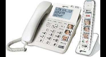 GEEMARC AmpliDECT COMBI-PHOTO 295 Vaste Telefoon met 3 FOTO-TOETSEN + Draadloze Telefoon met 4 FOTO-TOETSEN. Met 30 dB GELUIDSVERSTERKING; geschikt voor SLECHTHORENDEN