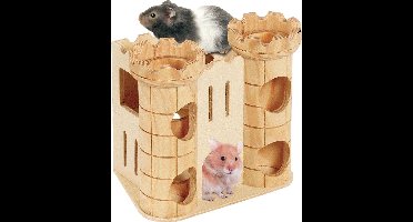 Knaagdierspeelgoed Speelhuis Kasteel Robin - Beige - 16 x 11 x 15 cm