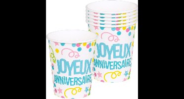 Boland - Tableware - Bekertjes Joyeux Anniversaire 25cl - 6 Stuks