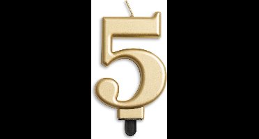Wefiesta Verjaardagskaars Cijfer 5 Wax 7,8 Cm Goud