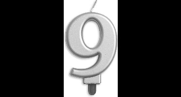 Wefiesta Verjaardagskaars Cijfer 9 Wax 7,8 Cm Zilver