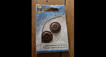 2 Lederlook knopen bruin 23mm Sorbo