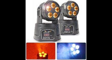 Set van 2 MHL90 Mini Movingheads Wash 5x 18W RGBAW-UV LED's