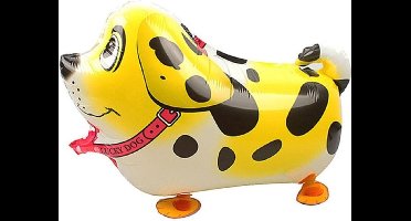 wandelende ballon hond geel, airwalker gele hond
