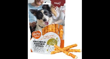 Duvo+ Meat! Kip & Runderhuid Sticks - Hondensnack - Small - 12,5cm - +- 9st - 100gr